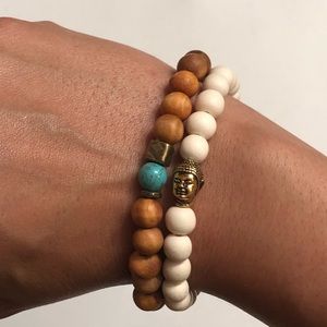 - Bracelet Bundle Almost White Wood Beaded Bracelet
